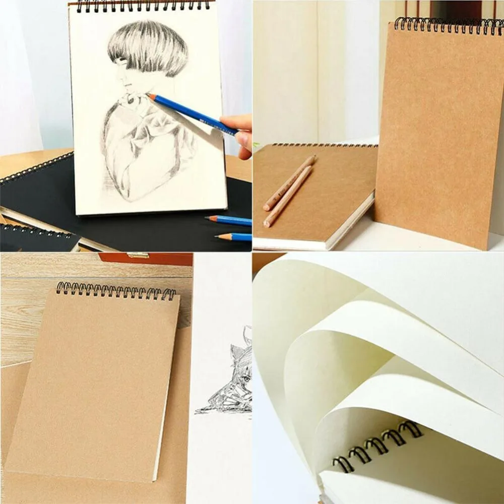 Vintage A5 30Sheets Sketch Book For Drawing Painting Professional Cattle Card Sketch Paper Book School Supplies Stationery