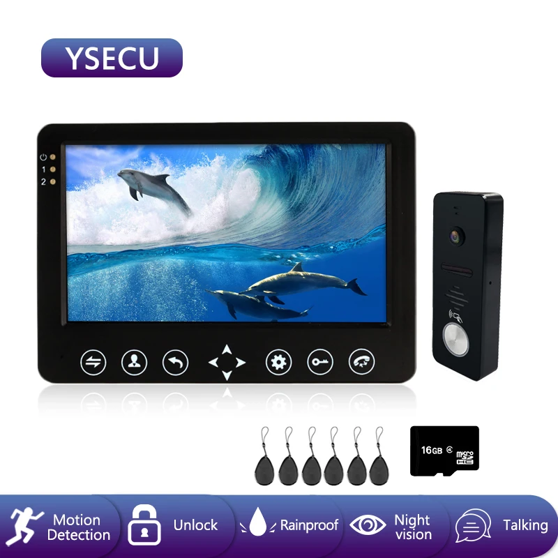 YSECU 7-дюймовый домофон для квартиры в частном доме 1200TVL дверной звонок с камерой