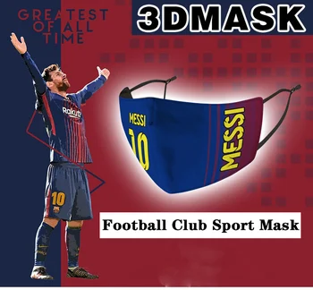 

Football Club Face Mask Barcelona MESSI Soccer Hygiene Mouth Masks Fashion 3D Printing Reusable Washable Mascarillas PM 2.5