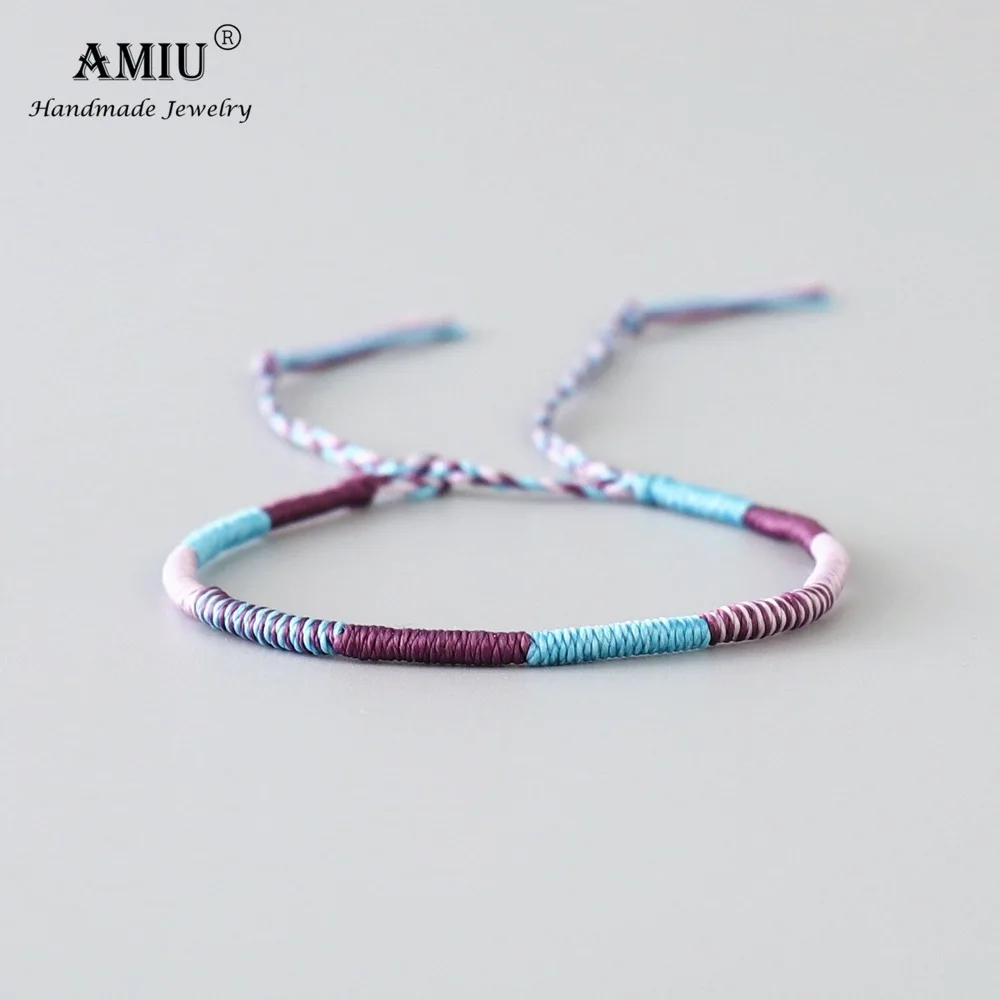 AMIU ручной работы простой веревочный браслет с узлом водонепроницаемый тканый вощеный браслет с нитью браслет дружбы для мужчин и женщин