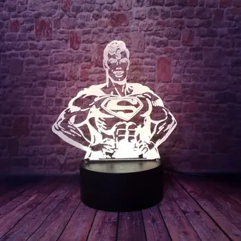 

Funny 3D Illusion Lamp LED 7 Colorful Change Desk NightLight dc Superman Figure Toys kids