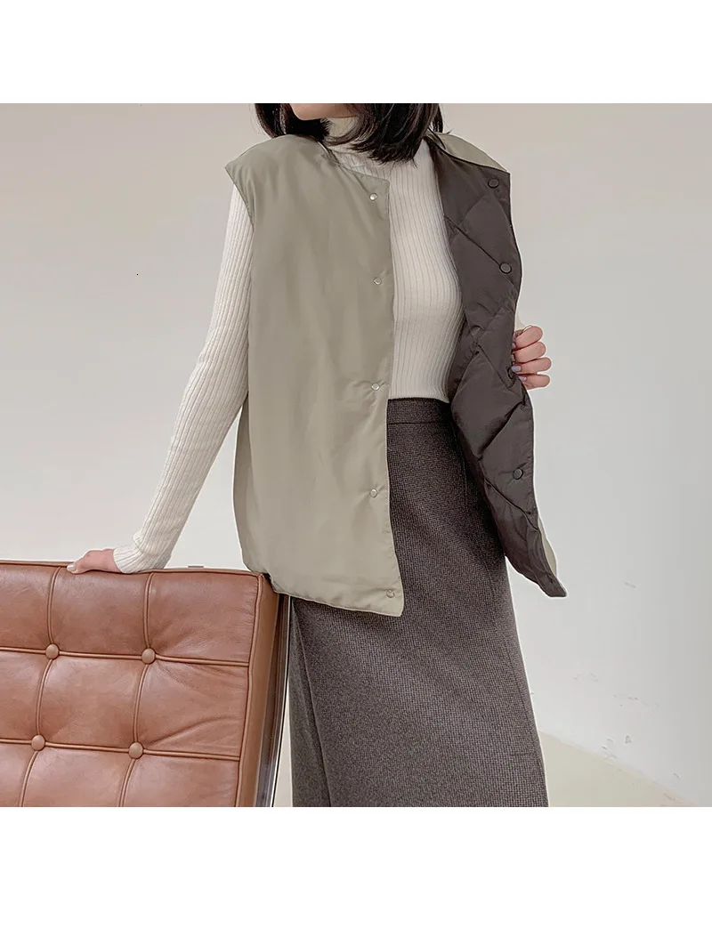 Bazhenova Women Retro Winer Vest Girls Sweet Double Warm Vests Woman All-match Sleeveless Garment Casual Clothes Tops R326