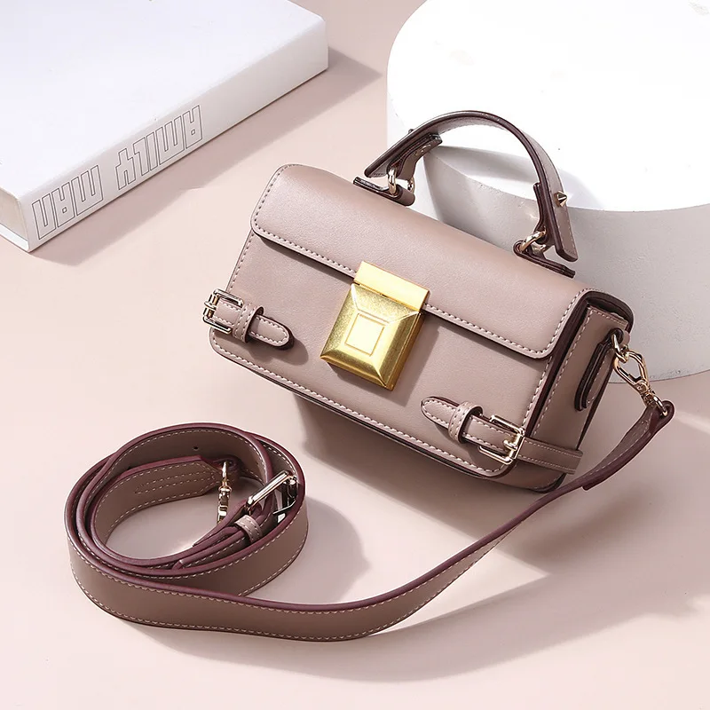 

Genuine Leather Female 2020 Box Small Fang Hundred Hand Lifting Slung Single Shoulder Bag 0820