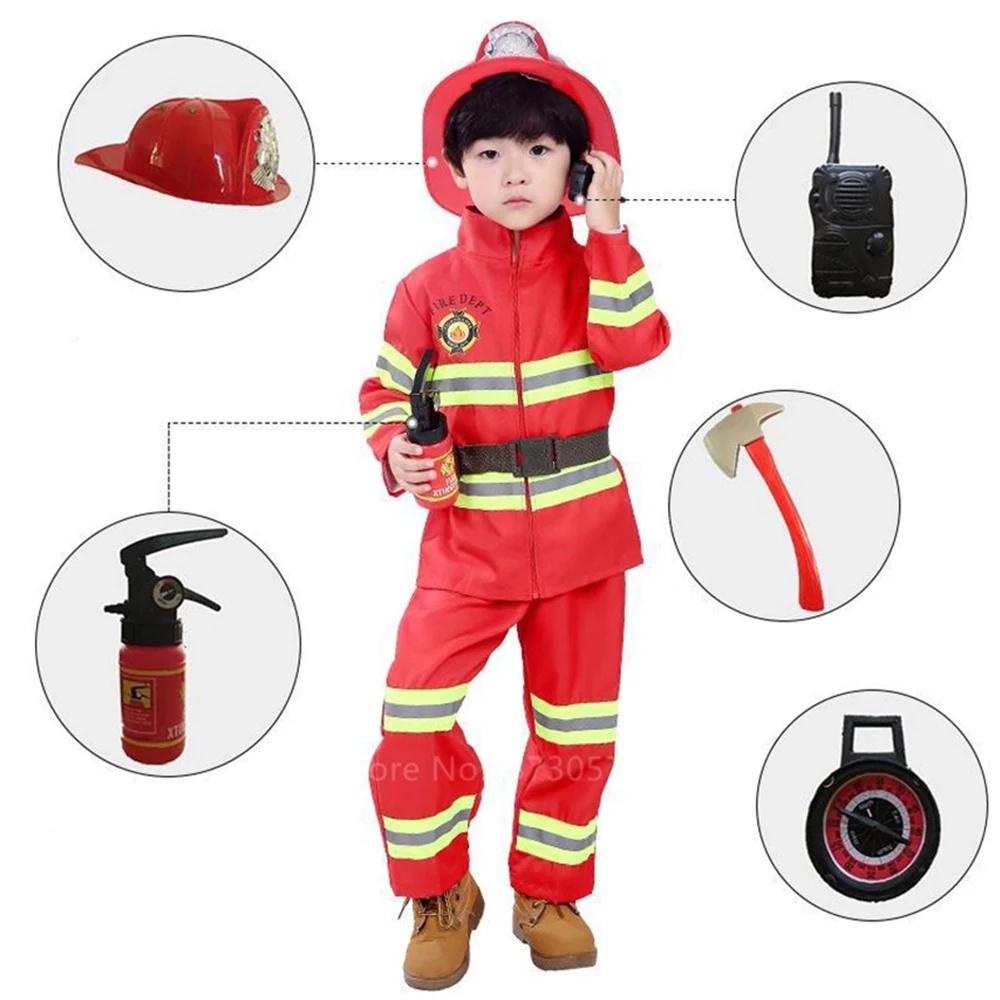 2021 детская Униформа пожарного Детский костюм Сэм пожарный на Хэллоуин косплей