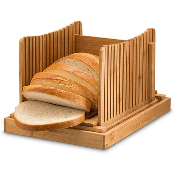 

Bamboo Bread Slicer Cutting Guide Wood Bread Cutter for Homemade Bread Loaf Cakes Bagels Foldable Manual Slicers Kitchen Tools