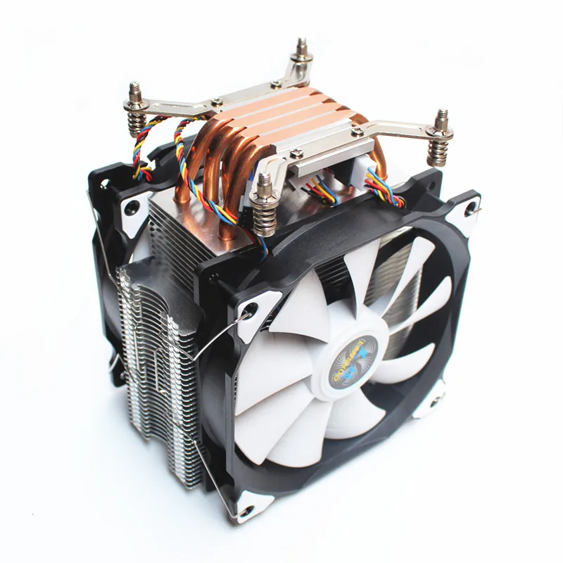  LANSHUO CPU Silent Dual Fan 4 Heat Pipe 3 Wire CPU Cooler Fan for Intel LGA 2011 Self-Contained Bac