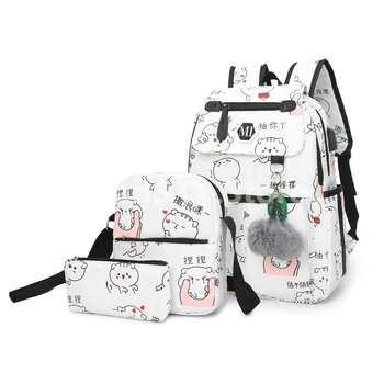 

Canvas Usb Charging 2019 Backpack 3 Pcs/set Women School Backpacks Schoolbag For Teenagers Man Student Book Bag Boys Satchel