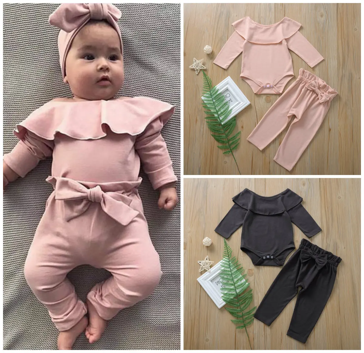

1 set baby kids girls clothes outfits long sleeve cotton tops & pant cute cool outfits baby photo shooting costume