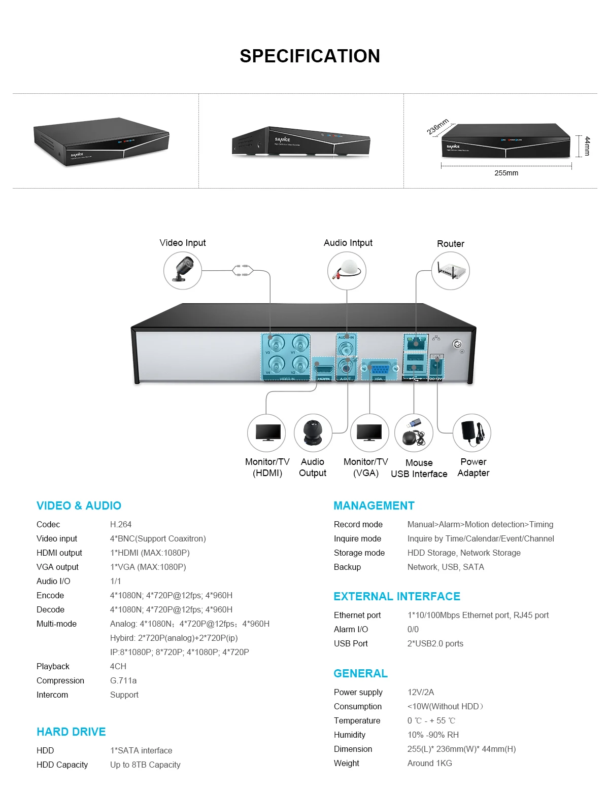 SANNCE HD 4CH CCTV система 1080N HDMI DVR 2 шт 1080P CCTV ИК наружная камера видеонаблюдения камеры безопасности 4ch DVR комплект