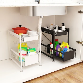 

Drawer basket for kitchen sink storage rack \ storage guide pulley for easy push and pull