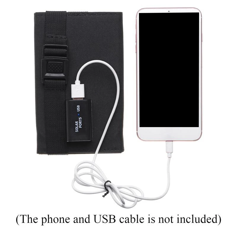 15W 5V 2A Солнечная энергия Usb складная солнечная панель Кемпинг Туризм телефон зарядное устройство-черный