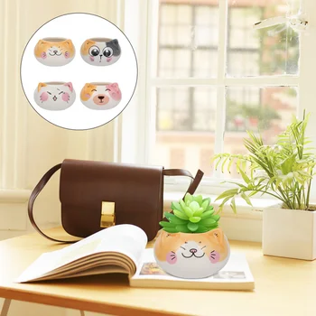 

4Pcs Plant Pot Durable Ceramic Flower Pot Plant Container Plant Holder for Garden