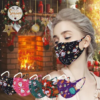 

Christmas Cloth Mask Print sun Protection Is Not A Disposable Washable 5PCS Ear Hook Mouth Caps Face Mask Outdoor Mouth Cover