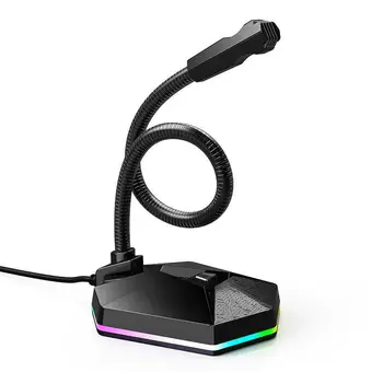 

2020 NEW USB Microphone PC Condenser Microphone RGB Shiny Flexible Vocals Recording Studio Micro Home Office
