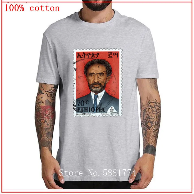 2020 модная мужская футболка Haile Selassie King of Kings Jah Rastafari хлопковая с коротким рукавом