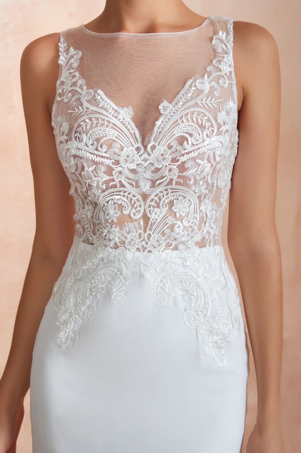 Vivian's Bridal Boho кружевное свадебное платье с аппликацией, сексапильная иллюзия, сетка, с коротким шлейфом, Пляжное шифоновое платье, простое свадебное платье годе
