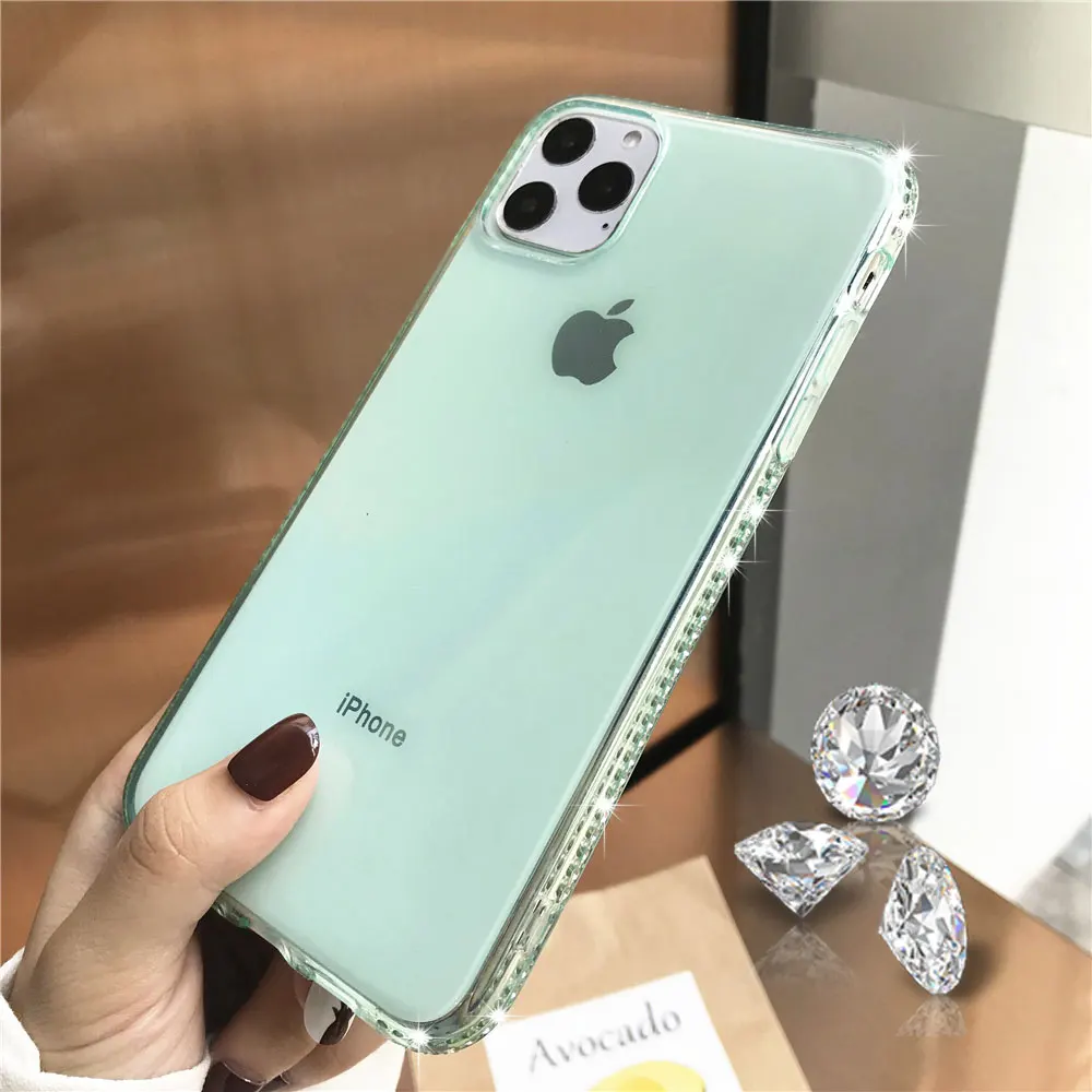 Алмазный бампер чехол для iphone 11 Pro MAX XR XS X 6 7 8 Plus samsung Note 10 S10 S20 Ultra A10 мягкий телефона|
