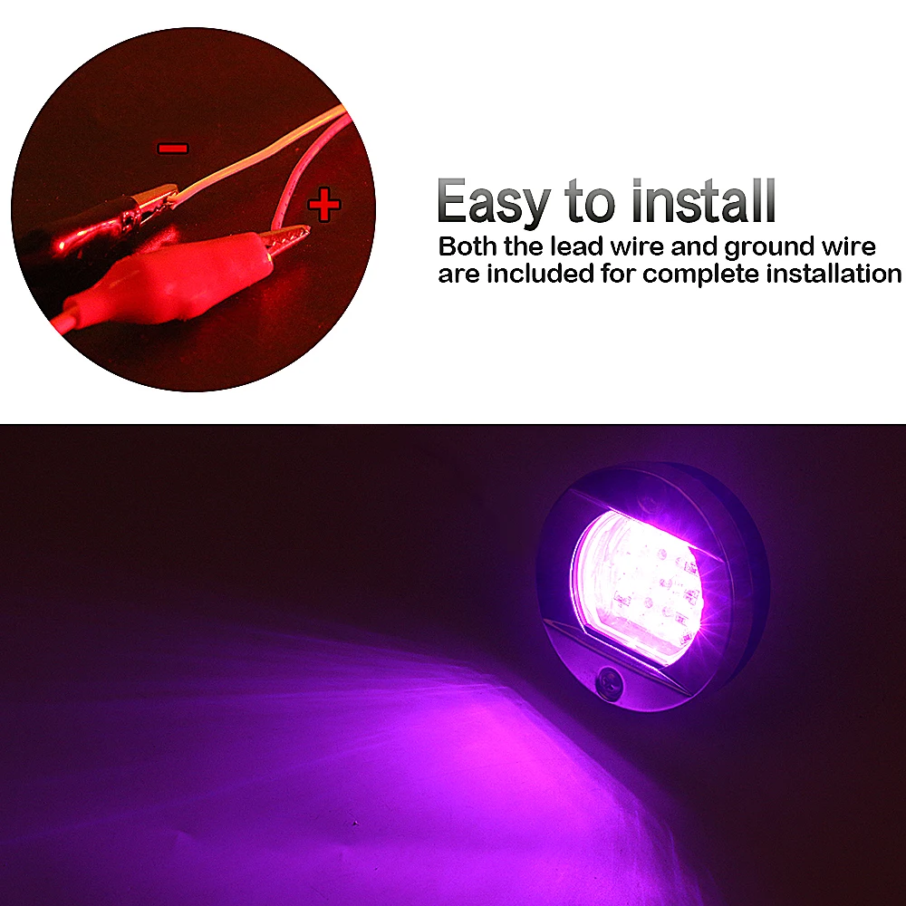 2x18LED фиолетовый круглый хром 360 нержавеющая сталь кормовой якорь огни лодки транца навигационные огни водонепроницаемые морские Палубные лампы - Испускаемый цвет: Фиолетовый
