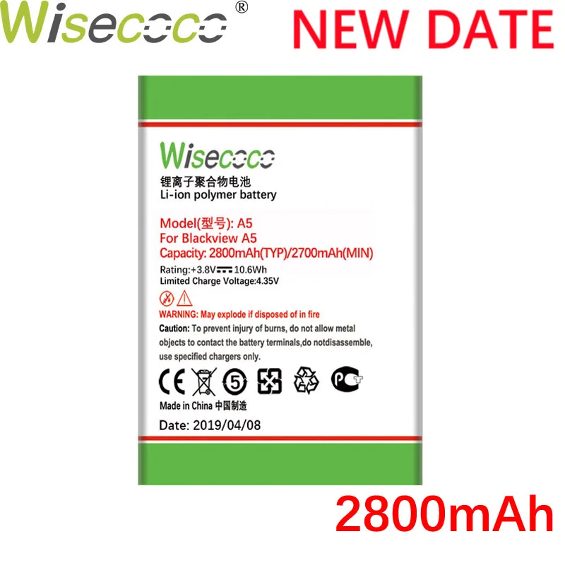 

Wisecoco A5 2800mAh Large Capacity New Battery For Blackview A5 A 5 Phone Battery Replacement + Tracking Number