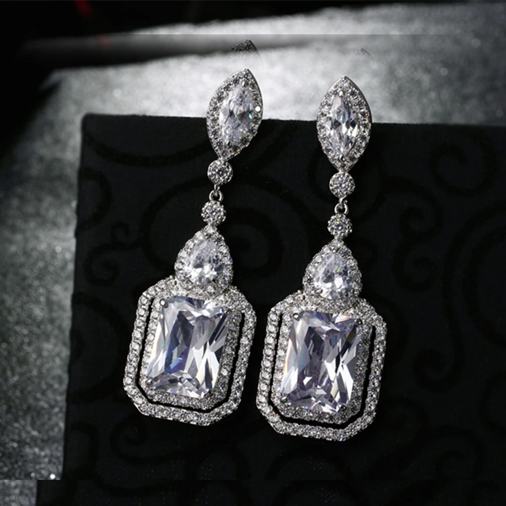 white large stone earrings