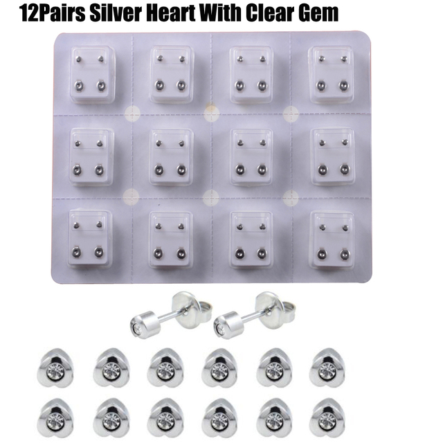 Sterilized Dozen Pack Gold & Silver Color Ear Cartilage Tragus Piercing Stud Earring Mixed Colors Shape Star Heart Pearl