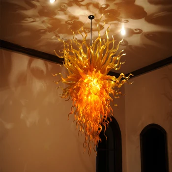 Best Hot Sale Warm Yellow Hand Blown Pendant Glass Chandeliers Crystal Chandelier Lightings Art Light Fixture For Livingroom Lighting
