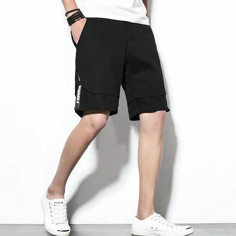 Красивые новые летние мужские повседневные шорты в стиле хип-хоп, длина до колена, уличная одежда с буквенным принтом и пуговицами, мужские короткие джоггеры, Модные бермуды Masculina