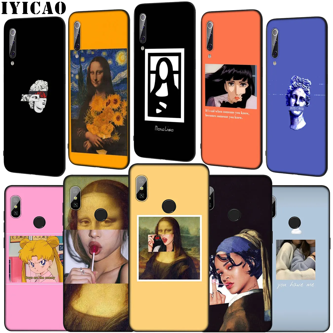 Van Gogh Mona Lisa David Aesthetic Soft Phone Case for Xiaomi Mi 10 9 9T A3 Pro CC9 CC9E 8 SE A2 Lite A1 6 pocophone f1 Mi9 |