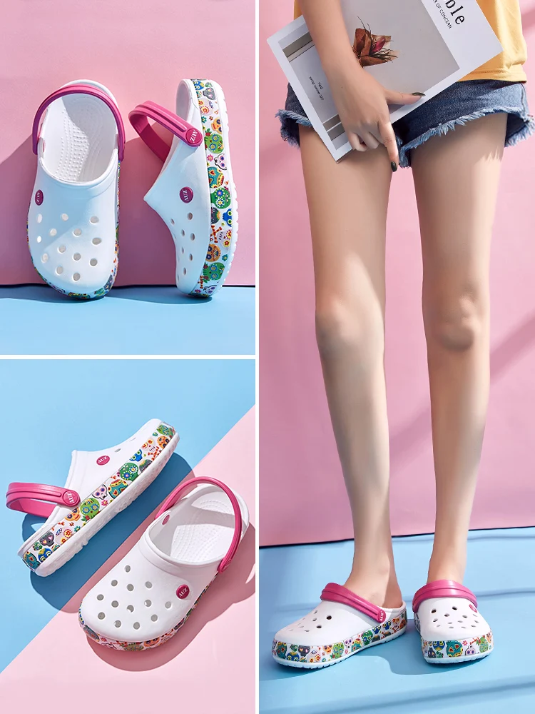 

Sandals Women Shoes Slippers New Pregnant Women's Slippers Summer Thick Bottom Beach Shoes Anti-skid Student Lovely Hole Shoes
