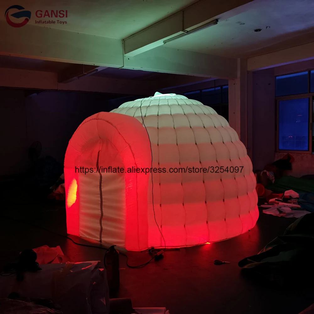 Free shipping inflatable yurt igloo room led inflatable dome tent for rental free air pump 6m diameter inflatable igloo yurt tent customized inflatable white dome tent for camping