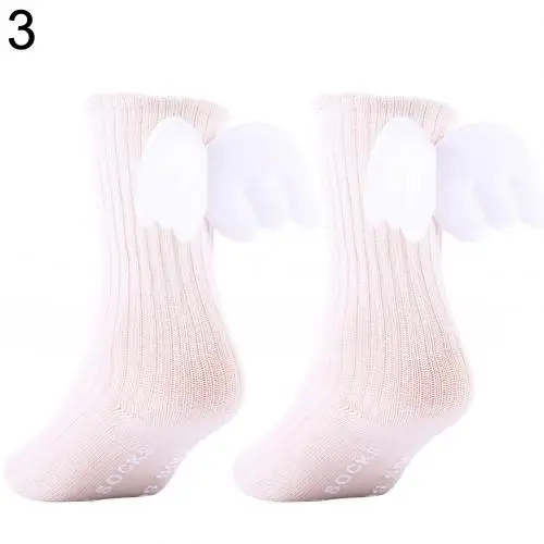 Beige M Носки для новорожденных; мягкие гольфы с оборками для маленьких девочек; теплые носки с изображением ангела для новорожденных; длинные носки для маленьких девочек - Цвет: Beige M