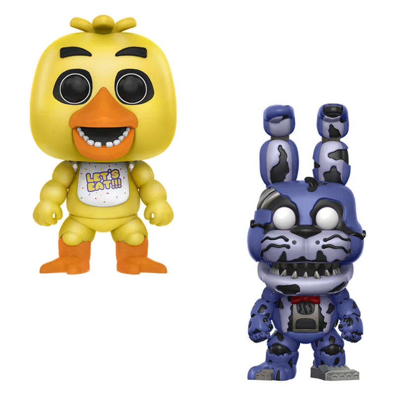 2PCS Игрушки Five Nights At Freddy's, ПВХ, 10 шт., фигурки, куклы-медведи из винила FNAF Бонни и Чика Foxy Freddy Fazbear, кукла - Цвет: 2PCS