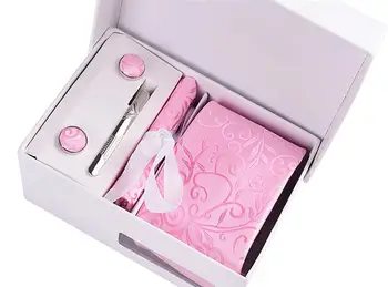 

Men Tie Necktie Set for Business Wedding with Cufflinks Handkerchief Tie Clip