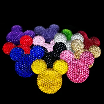 

50pcs/Lot 33x33mm Multi Colors Stardust Crystal Glitter Minnie Resin Rhinestone Flatback DIY Bling Minnie Flat Back Scrapbooking