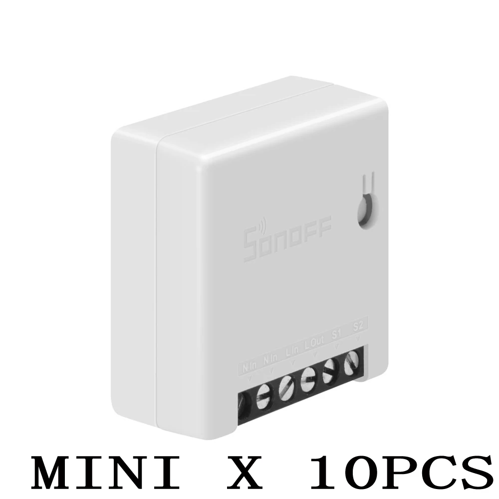 SONOFF MINI 10PCS Интеллектуальный выключатель света SONOFF экшн-камера с Wi-Fi подключением переключатель Поддержка app/LAN смарт-таймер модуль 10A 2 позиционный переключатель голосового дистанционного Управление Сделай Сам работать с Alexa Google Home - Комплект: SONOFF MINI 10PCS