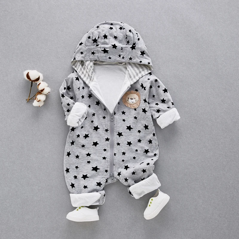 Комбинезоны с изображением Льва для малышей; одежда для малышей; Bebe; весенне-осенняя одежда для малышей; комбинезоны с капюшоном в полоску для мальчиков