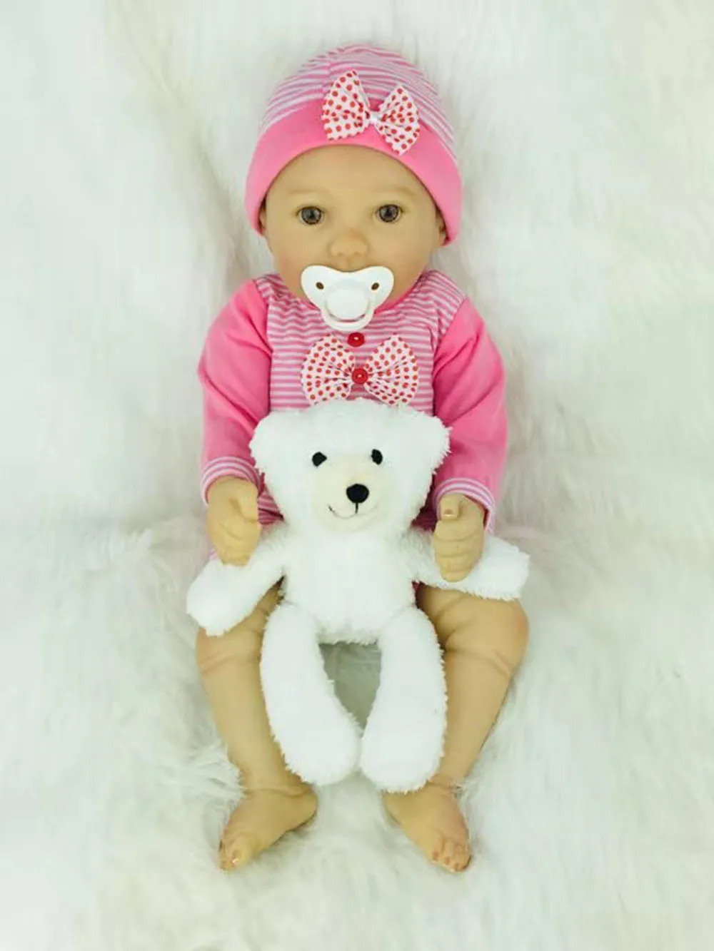 bear(white) Кукла Avani 'Lillian' удивленная 18 дюймовая модная Реалистичная кукла-младенец, Реалистичная кукла для новорожденных девочек - Цвет: bear(white)