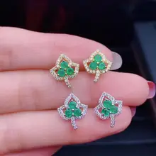 tree leaf style green emerald gemstone earrings beauty silver fine jewelry natural gem earring women party birthday gift golden