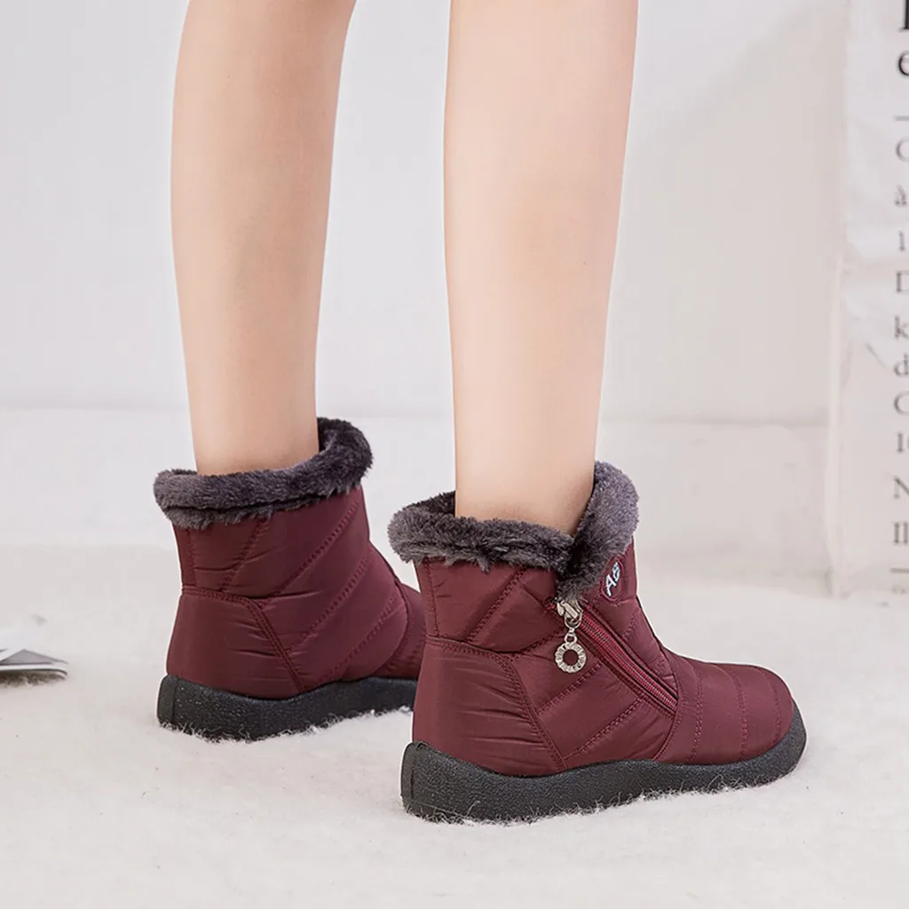 Новые зимние сапоги Для женщин ботинки до лодыжки зимняя Водонепроницаемый зимняя теплая обувь; обувь, сапоги женские уличные повседневные ботинки на плоской подошве