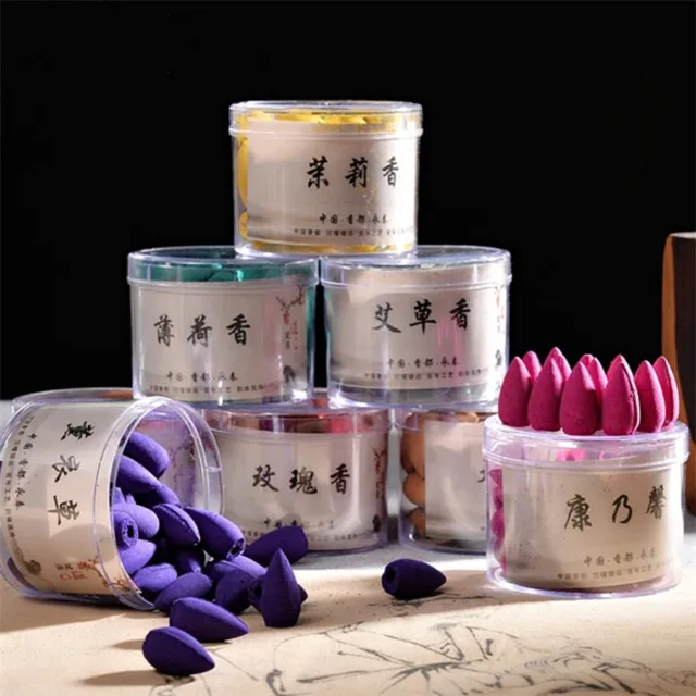 40pcs/box Sandalwood, Aroma Indoor, Reverse Flow Aromatic Grains, Mugwort, Cliff Cypress Buddhist Scents for Home