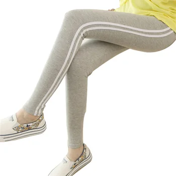 

Thread Leggings Women's Outerwear Thin 2019 New Style Spring Side White Parallel Bars Vertical Striped Cotton Skinny Pencil Pant