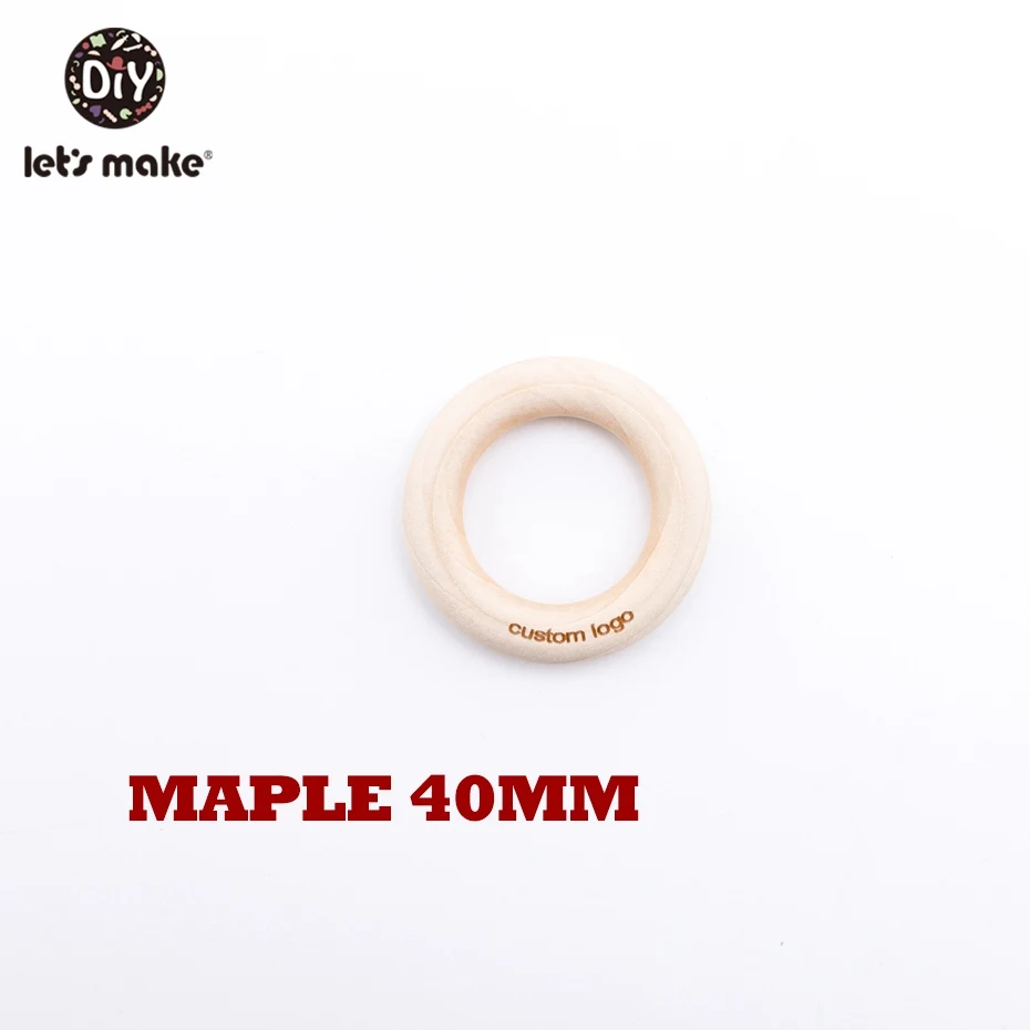 maple wood 40mm Let'S Make, детский прорезыватель, 50 шт., бук, Bpa бесплатно, деревянный прорезыватель, детский продукт, сделай сам, игрушки для прорезывания зубов, заказное гравированное деревянное кольцо - Цвет: maple wood 40mm