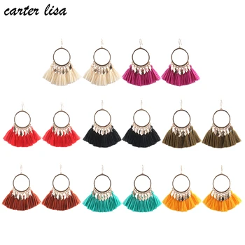 

CARTER LISA Drop Earrings for Women Tassel Earrings Fashion Bohemian Metal Dangle Earrings 2020 Brincos Trendy Female Vintage