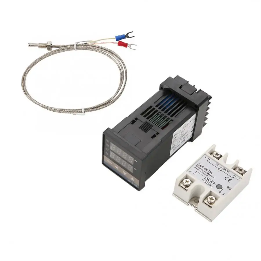 REX-C100 цифровой PID регулятор температуры термостат+ SSR реле+ K Тип термопары для электрической мощности химический