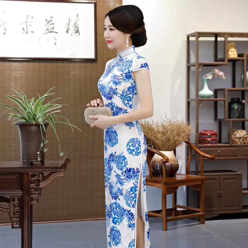Сексуальное китайское женское осенне-зимнее велюровое платье Чонсам Qipao длинные Чонсам ручной работы на пуговицах Qipao Vestidos