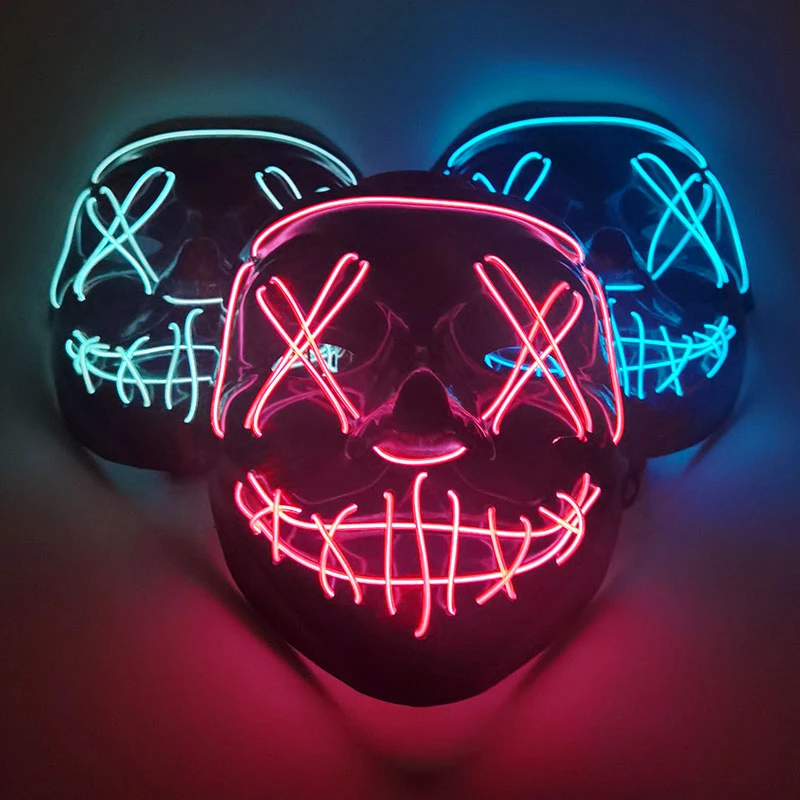 nadering Wereldbol ouder Led Mask Halloween Party Masque Masquerade Masks Neon Maske Light Glow In  The Dark Horror Mask Glowing Masker Mixed Color Mask - Glow Party Supplies  - AliExpress