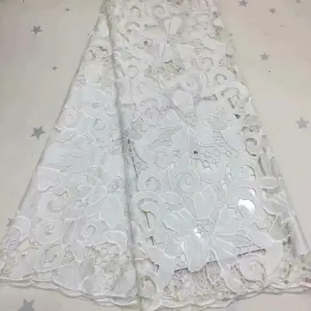 

White Lace Fabric African Cord Lace Fabric High Quality 2020 French Guipure Lace Fabric Africa Net Lace Fabric For Wedding FD729