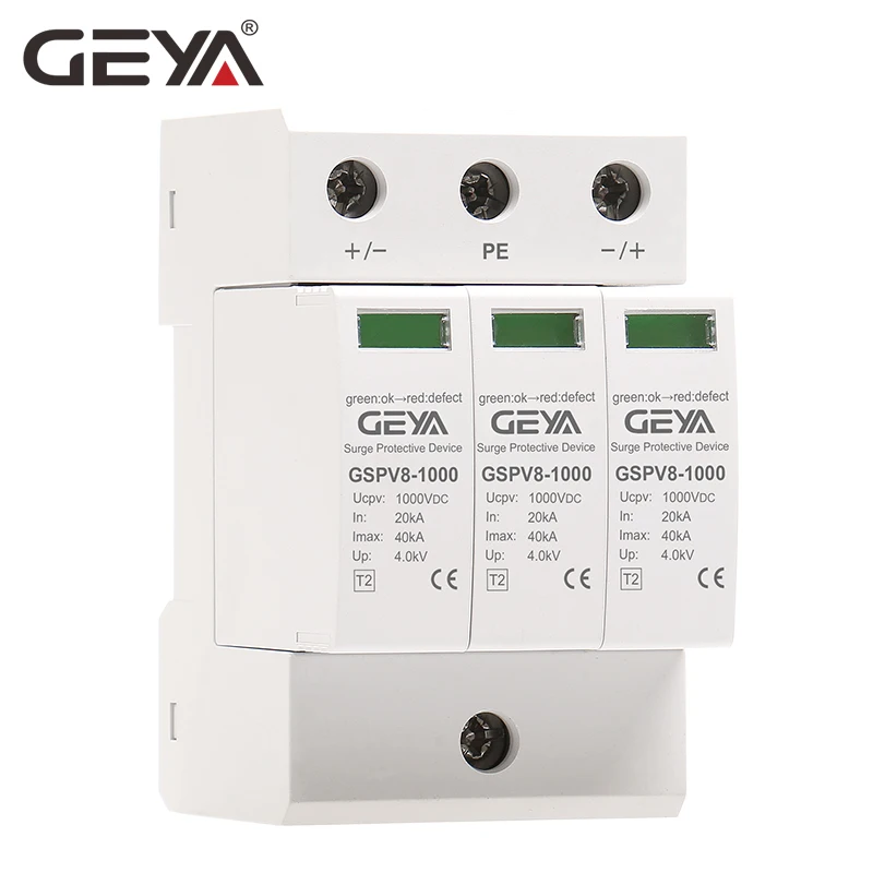 GEYA 2P 3P PV SPD DC 600V 1000V 20KA-40KA Защита от перенапряжения защитное Низковольтное устройство для разрядки на din-рейку