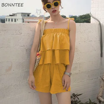

Rompers Women Solid Spaghetti Strap Casual Loose Sexy Sweet Korean New Retro Harajuku High Waist Streetwear Vintage Womens Daily