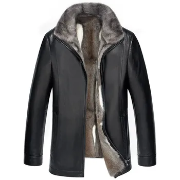 

Genuine Goatskin Leather Jackets Real Mink Fur Liner Shearling Winter Warm Coat Thicken Short Leather Coat High Quality